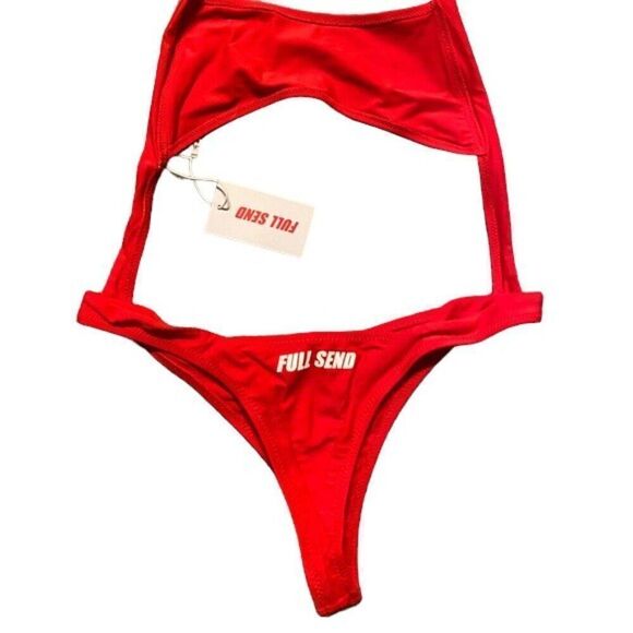 NEW NELK BOYS FULL SEND Women’s Swimsuit Red Cut‎ Out One Piece M - Picture 5 of 5